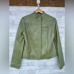 Elements by vakko olive green leather jacket large